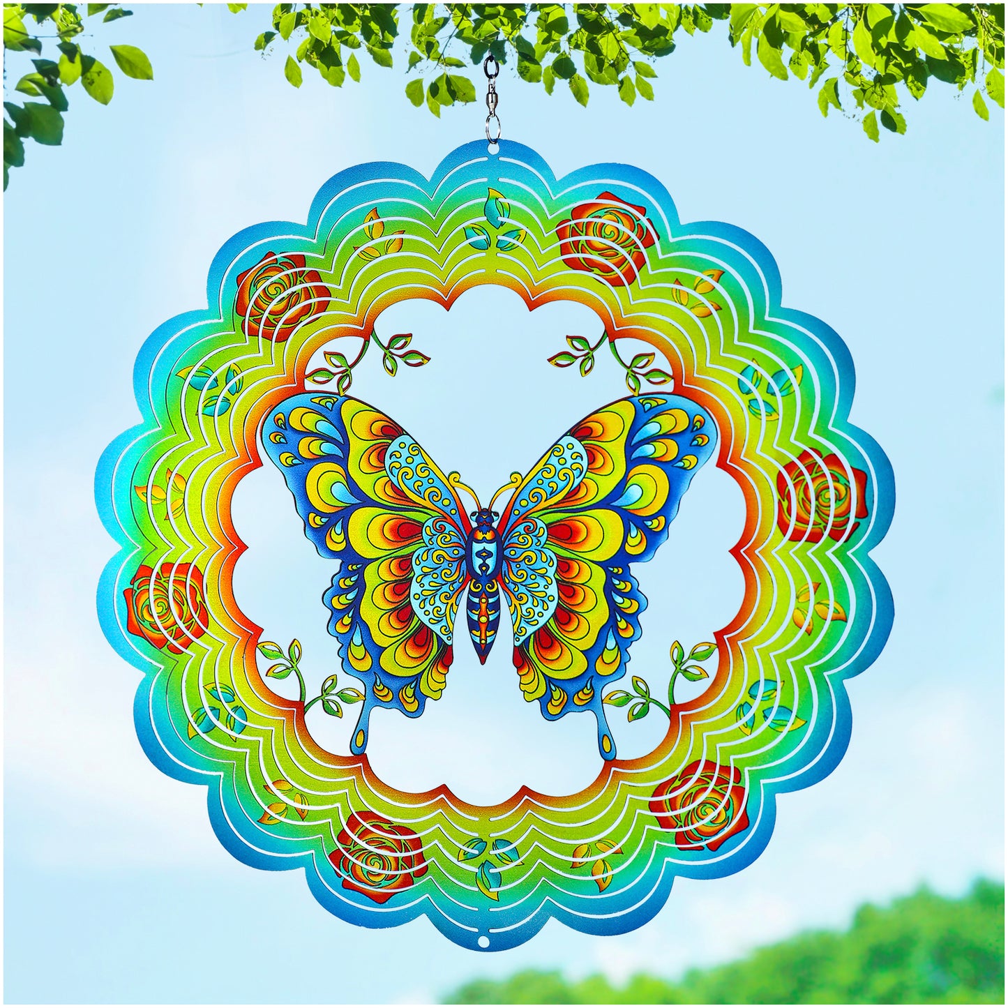 Butterfly Wind Spinners Butterfly Gifts for Women/Men 12 inch 3D Stainless Steel Hanging Wind Spinner Metal Wind Catchers Kinetic Sculpture for Indoor/Outdoor Decor, Yard Art, Garden Decorations