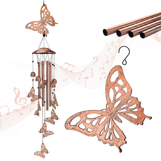 Butterfly Wind Chimes Outdoor Butterfly Gifts for Women/Men/Mom/Grandma/Wife Birthday Gifts Memorial Gift Metal WindChimes for Outside/Indoors, Home, Lawn, Porch, Patio, Garden Decor, Yard Decorations