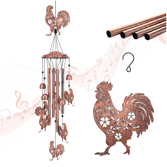 Chicken Wind Chimes Outdoor Chicken Gifts for Women/Men/Mom/Grandma Rooster Birthday Gifts Memorial Gift Metal WindChimes for Outside/Indoors, Home, Lawn, Porch, Patio, Garden Decor, Yard Decorations