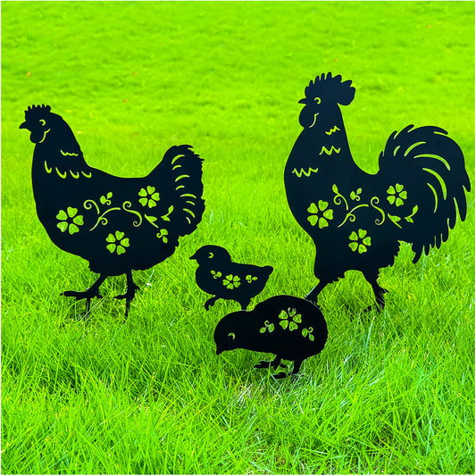 Chicken Metal Decorative Garden Stakes Chicken Gifts for Women/Men Chicken Lovers Gifts Silhouette Statues for Yard Art, Outside, Patio, Outdoor Decor, Garden Decorations, Lawn Ornaments