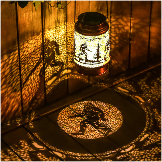 Bigfoot Solar Lanterns Outdoor Waterproof Hanging Solar Lights Big Foot Sasquatch Gifts for Men Women Metal Decorative LED Lanterns for Yard, Patio, Lawn, Tabletop, Pathway, Landscape, Garden Decor