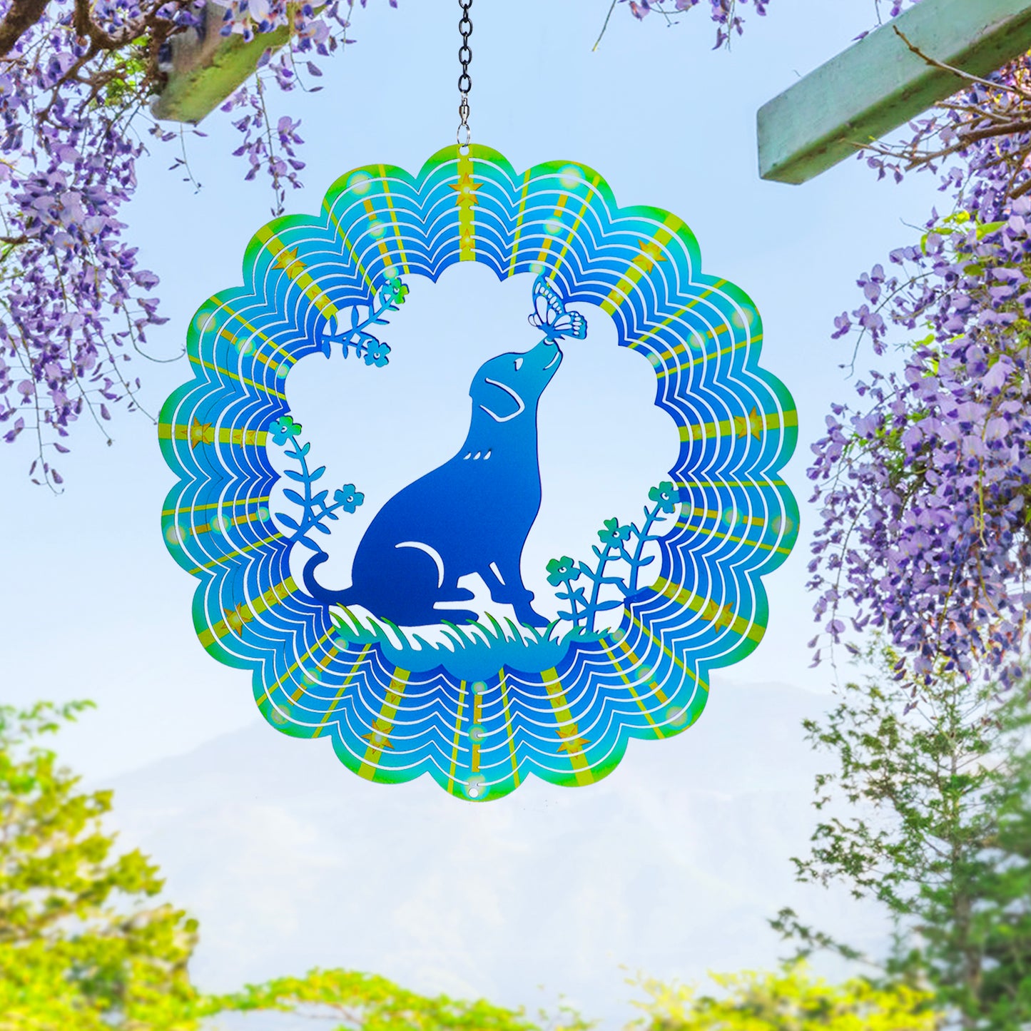 Dog Wind Spinners Dog Gifts for Women/Men 12 inch 3D Stainless Steel Hanging Wind Spinner Metal Wind Catchers Kinetic Sculpture for Indoor/Outdoor Decor, Yard Art, Garden Decorations