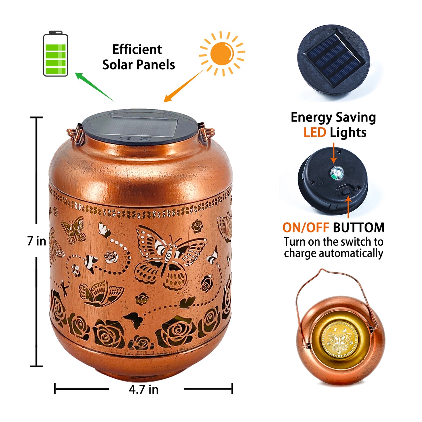 Butterfly Solar Lanterns Outdoor Waterproof Hanging Solar Lights Butterfly Gifts for Women Men Metal Decorative LED Butterflies Lanterns for Yard, Patio, Lawn, Tabletop, Landscape Pathway Garden Decor