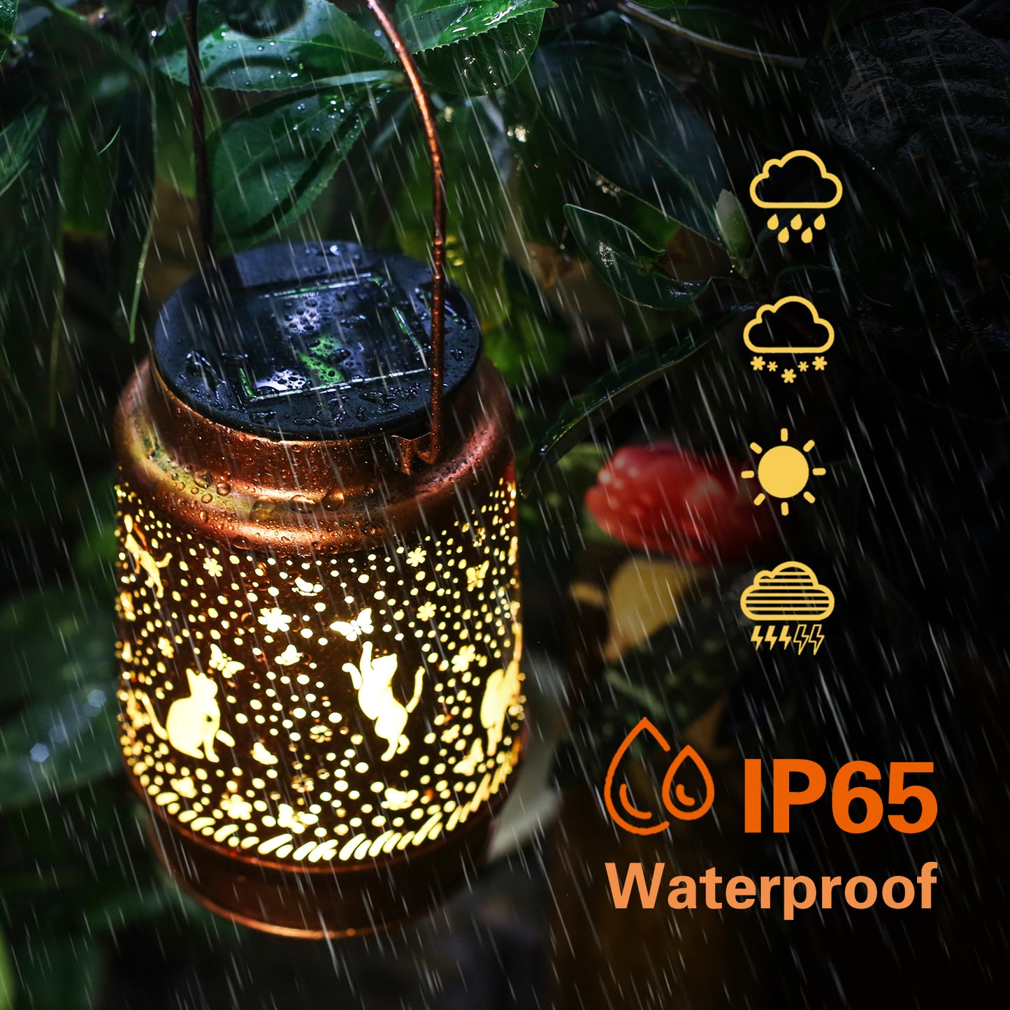 Cat Solar Lanterns Outdoor Waterproof Hanging Solar Lights Cat Gifts for Women Men Metal Decorative LED Lanterns for Yard, Patio, Lawn, Tabletop, Pathway, Landscape, Garden Decor, Cat Lovers Gifts